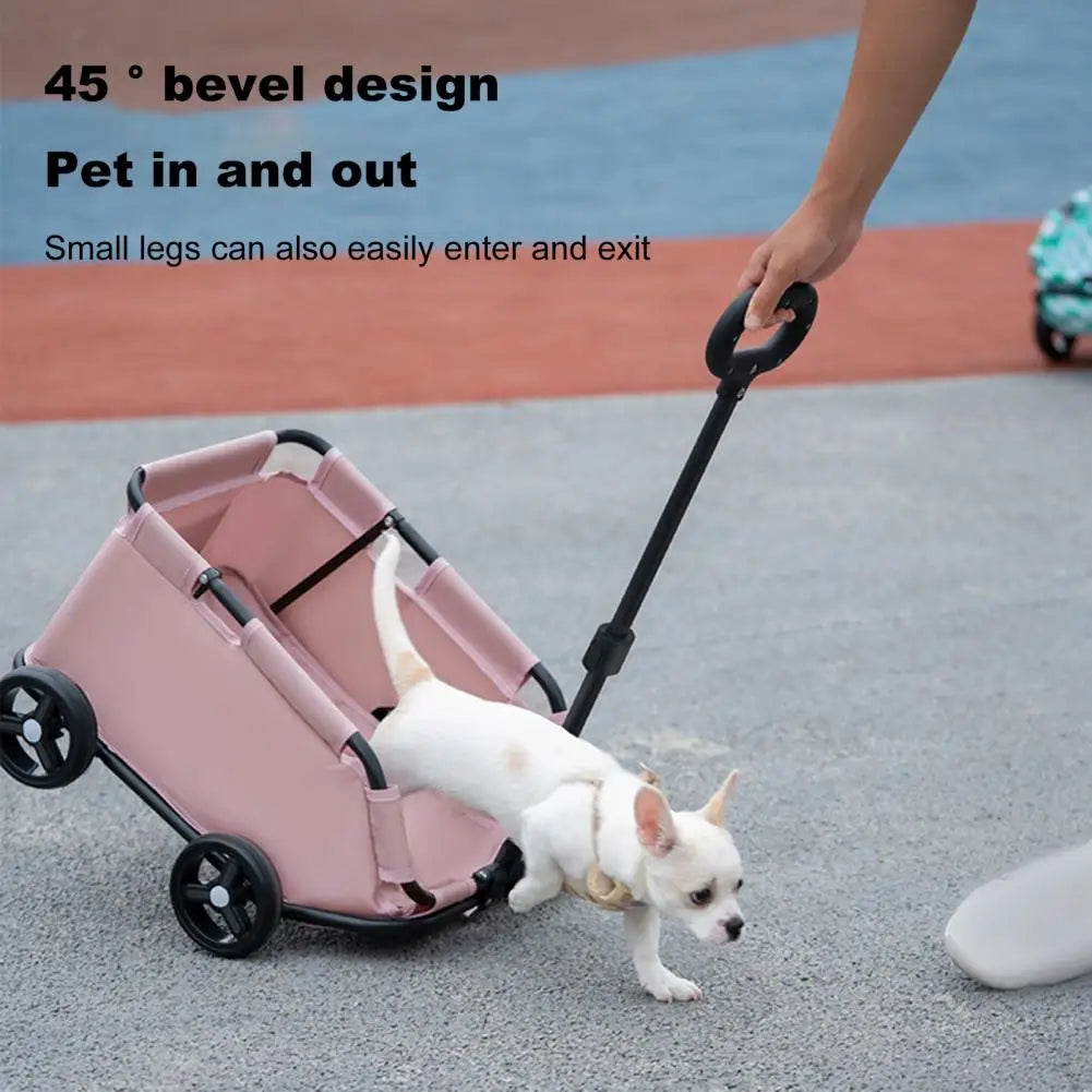 Safe Hair-Free Pet Carrier Stroller – 4-Wheel Folding Cart for Small Dogs & Cats, Travel, Shopping & Walking