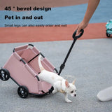 Safe Hair-Free Pet Carrier Stroller – 4-Wheel Folding Cart for Small Dogs & Cats, Travel, Shopping & Walking