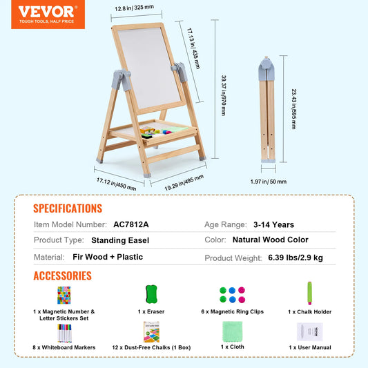 VEVOR Standing Magnetic Drawing Board — Kids Art Easel with Double-Sided Writing Board & Painting Accessories 🎨👶