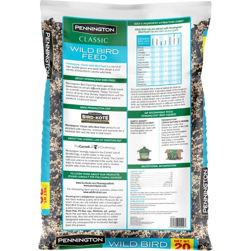 Home Classic Wild Bird Feed & Seed – 20LB Dry Bag, Premium Natural Blend for Outdoor Bird Feeding & Healthy Nutrition