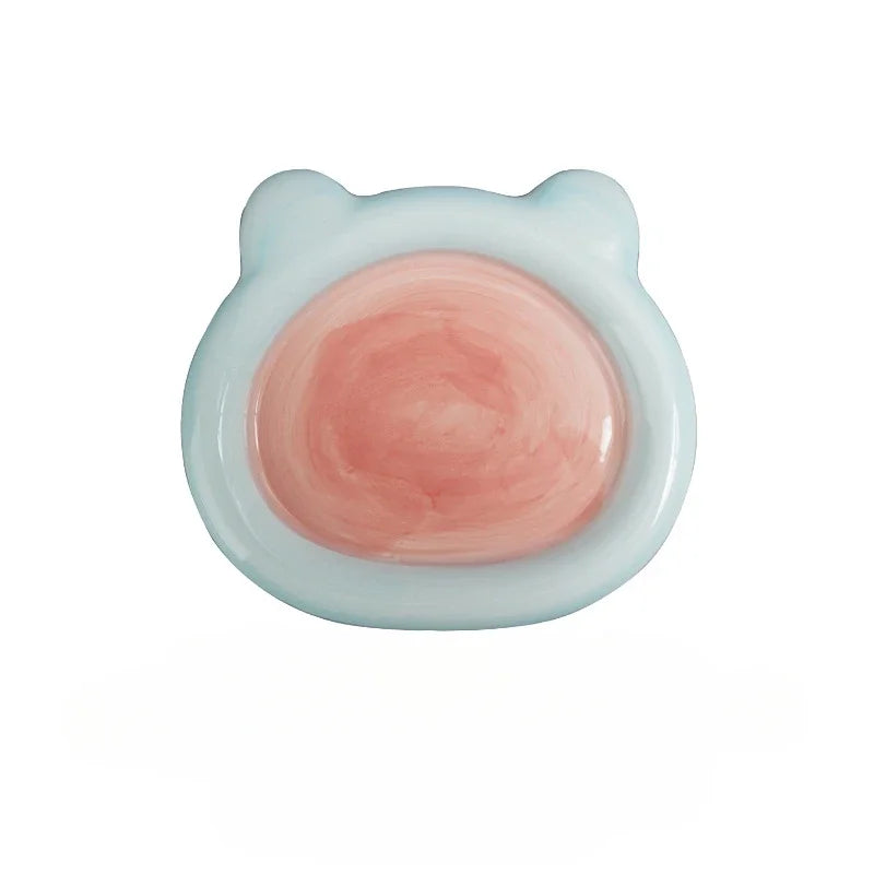 Cute Cartoon Ceramic Cat & Dog Bowl – Durable Food & Water Dish for Pets