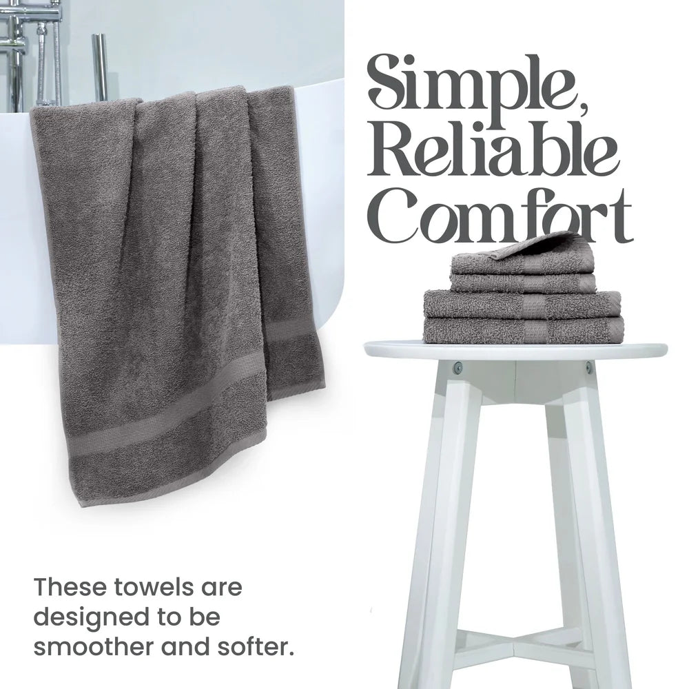 6-Piece 600 GSM 100% Cotton Towel Set – Ultra-Absorbent, Soft Bath Towels for Shower & Pool