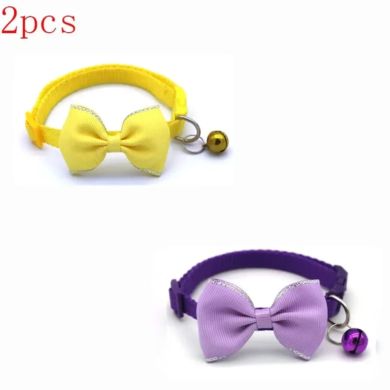 Adjustable Pet Collar with Bow Tie & Bell – Cute Dog Collar for Puppies, Cats & Rabbits, Stylish & Comfortable Design
