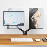 Dual Monitor Stand with C-Clamp & Grommet Base – Adjustable Desk Mount for 13″–32″ Computer Screens up to 19.8 lbs