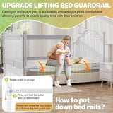 OMZER Bed Guard Rail for Toddlers – Foldable Baby Bed Rail Guard with Child-Lock & Height Adjustable Safety Rails