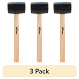 16oz Rubber Mallet with Wood Handle (3-Pack) – Ergonomic Soft Strike Hammer for Furniture Assembly, Cabinet Work & Auto Repair
