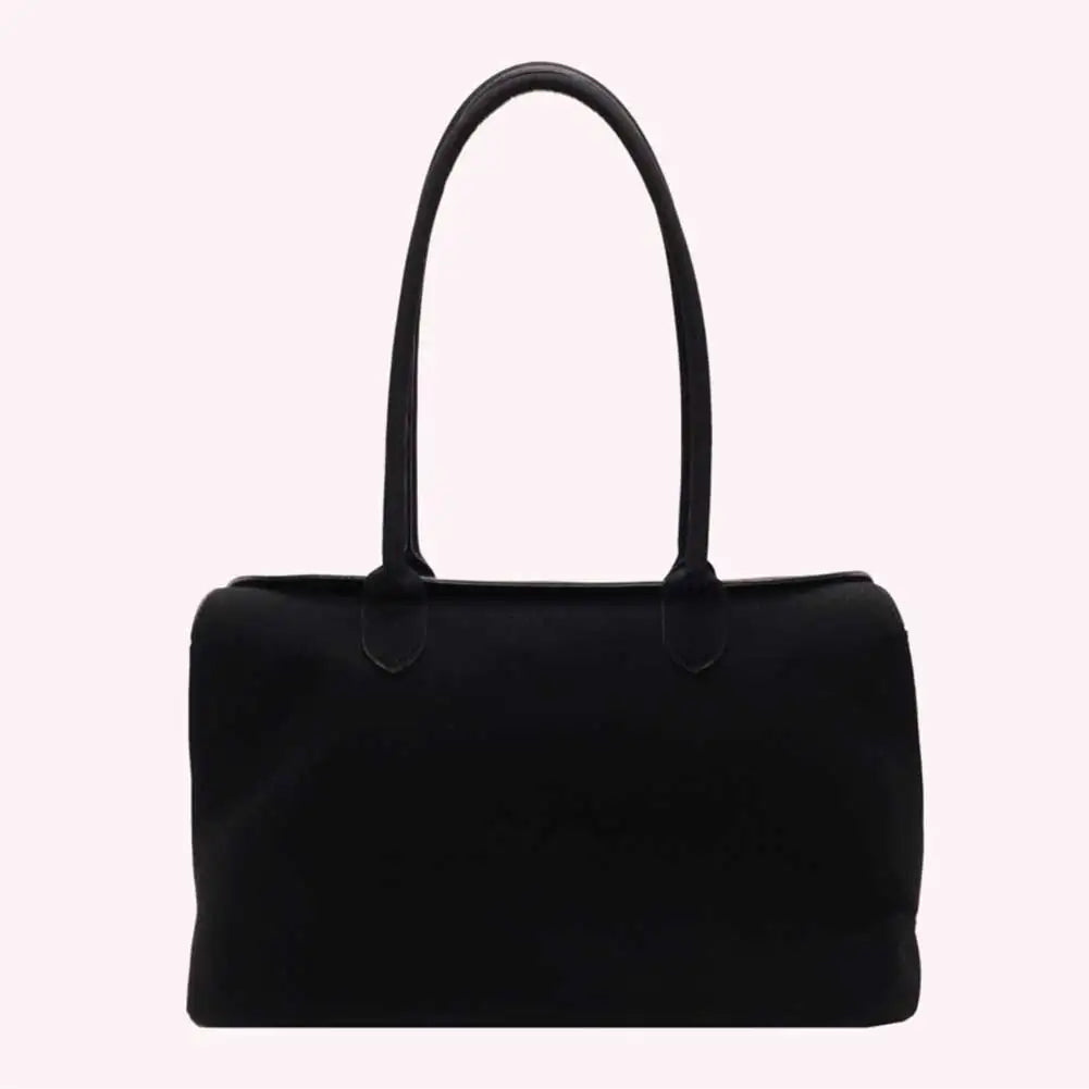 Unisex Suede Top-Handle Tote – Solid Colour Retro Handbag with Inner Pocket for Work & Travel
