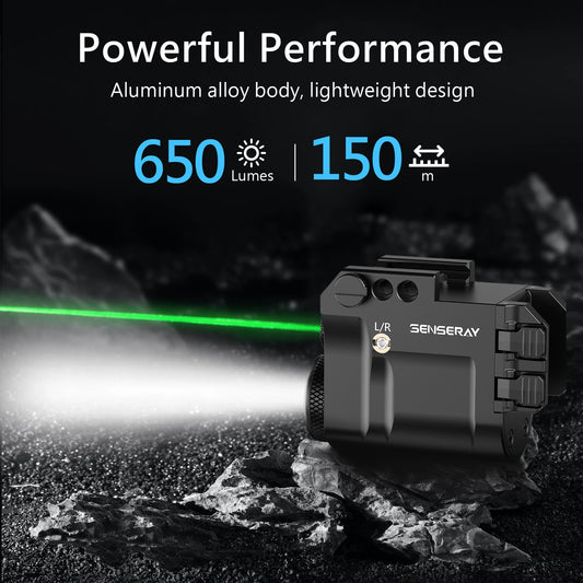 Rechargeable Pistol Light & Green Laser Combo – Rail Mounted Flashlight with Strobe Mode & Magnetic Charging 🔦🔋