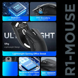 MambaSnake X Attack Shark R1 Wireless/Wired Gaming Mouse – 59g Superlight with PAW3311 Sensor, BT & 2.4G Tri-Mode Connectivity