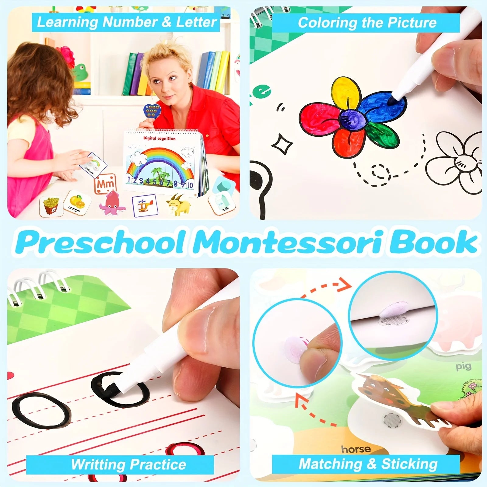 2-Set Montessori Busy Books for Preschool Learning Activities (Ages 3+) 📘📗