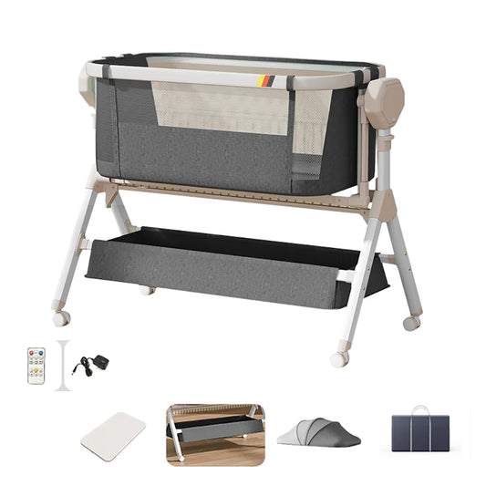 Elele Nova 3‑in‑1 Electric Bassinet & Co‑Sleeper – Portable Rocking Cradle, Bedside Sleeper & Travel Crib for Newborns