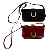 Women’s Patent Leather Flap Satchel – Versatile Vintage Shoulder, Tote & Crossbody Bag 👜✨