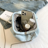 Women’s Denim Crossbody Chain Clutch – Stylish Hobo Purse & Evening Bag for Weddings, Parties & Bridal Fashion