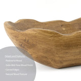 Indoor Decorative Dough Bowl – Hand-Carved Paulownia Wood Centerpiece | Rustic Tabletop Home Décor Accent