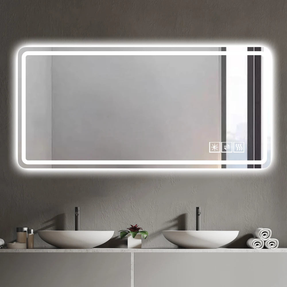 LED Bathroom Vanity Mirror (28-60") – Anti-Fog, Dimmable, Tempered Glass Wall Mirror