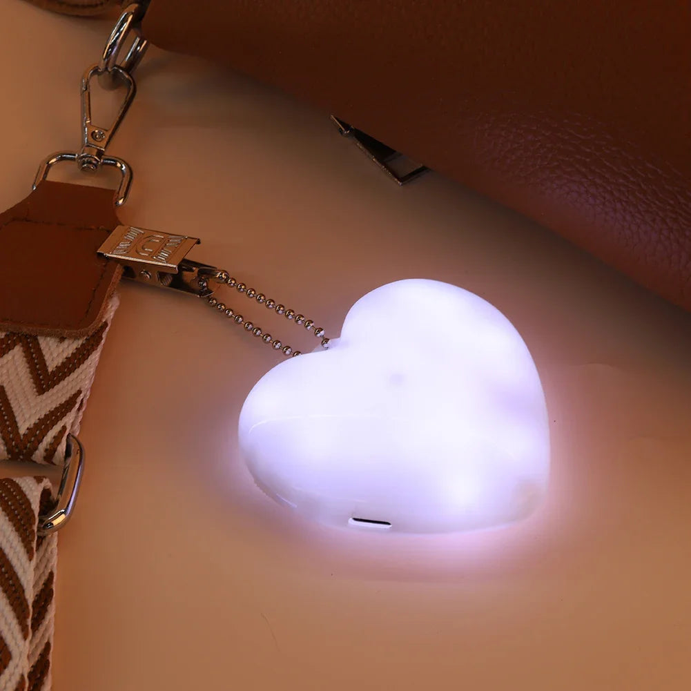 Heart-Shaped LED Purse Light – Touch Sensor Moon Bag Light with Clip, Portable Hanging Handbag Night Lamp, Gifts for Women