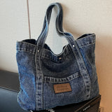 Women’s Large Denim Shoulder Bag – Trendy Tote Handbag with Spacious Capacity for Shopping & Daily Commute 👜💙