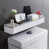 Wall-Hanging Above-Toilet Storage Cabinet – Hole-Free Multifunctional White Rack Organizer