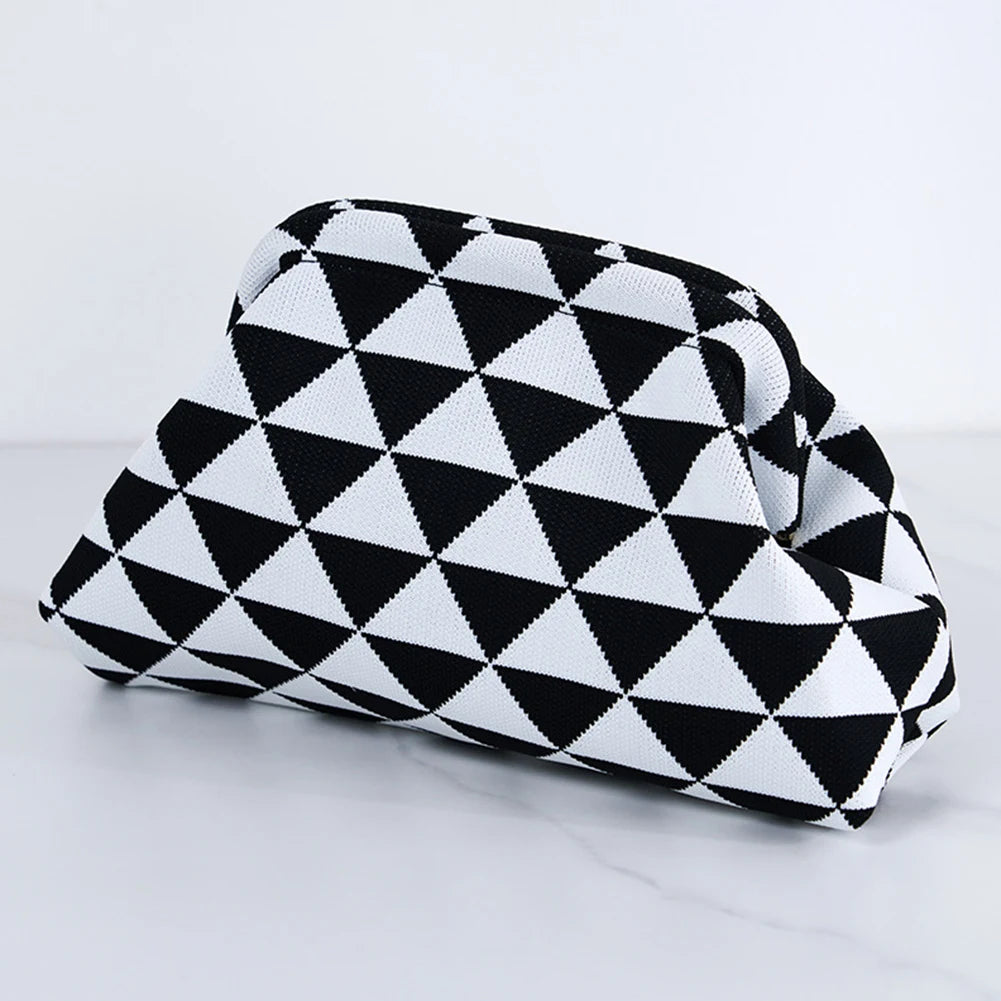 Knitted Contrast-Color Crochet Clutch Bag – Small Handbag & Wristlet for Women’s Summer Beach Style
