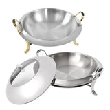 Round Stainless Steel Cooking Buffet Warmer Tray with Lid & Fuel Holder – 6 L / Professional Serving Set