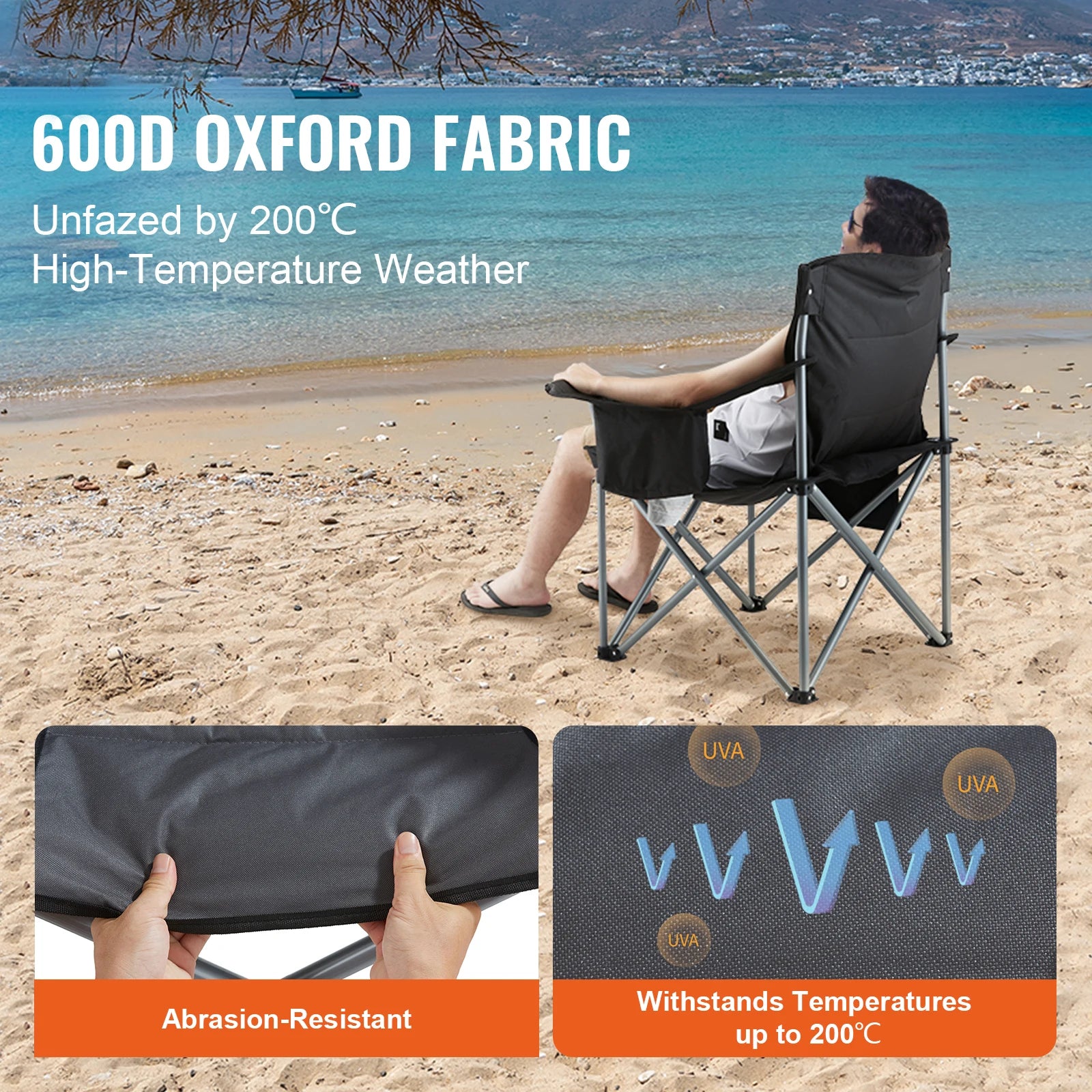 Succebuy Camping Folding Chair – Portable Quad Chair with Lumbar Support, Padded Arms & Side Pockets 🏕️🪑