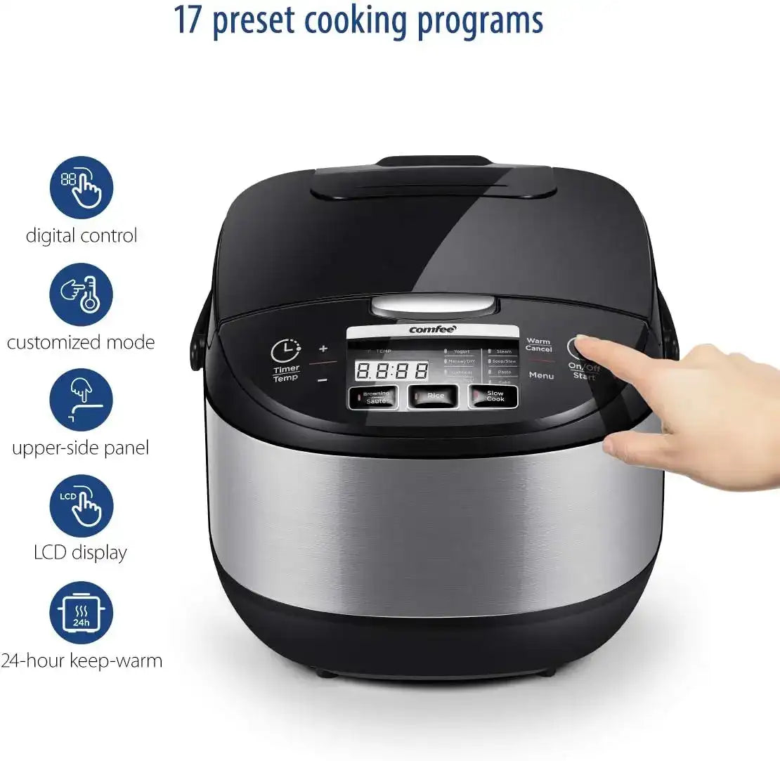 Japanese Rice Cooker with Fuzzy Logic Technology – 10 Cup Uncooked / 20 Cup Cooked, Large Capacity Rice Maker with 24-Hour Delay Timer