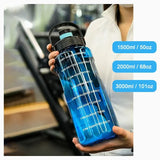 Large Capacity Sports Water Bottle – 1.5 L / 2 L / 3 L Straw Jug with Time Marker & Leak-Proof Lid