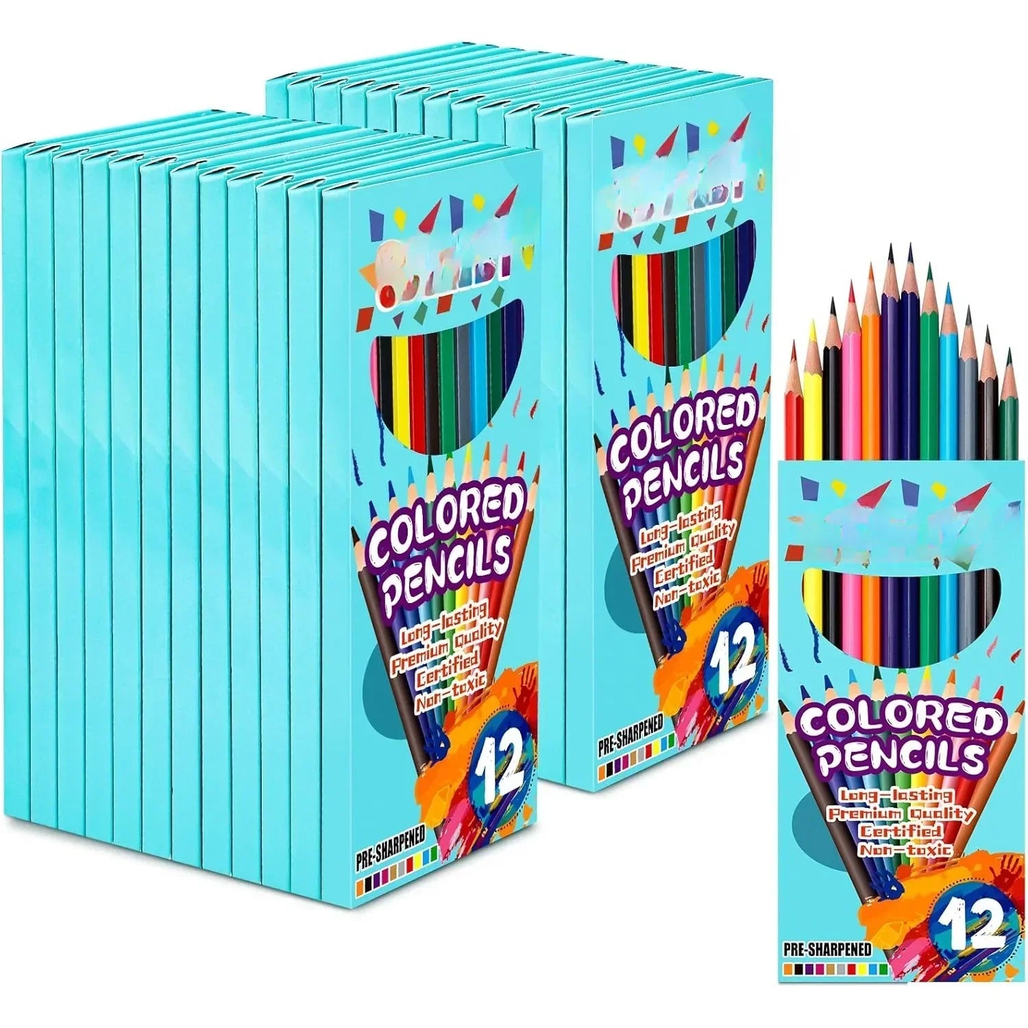 Premium Bulk Color Pencils – 288 Pre-Sharpened Soft Core Pencils (12 Colors)