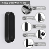 Heavy‑Duty Self‑Adhesive Wall Hooks (2‑Pack) – Matte Black Metal No-Drill Towel & Coat Holders