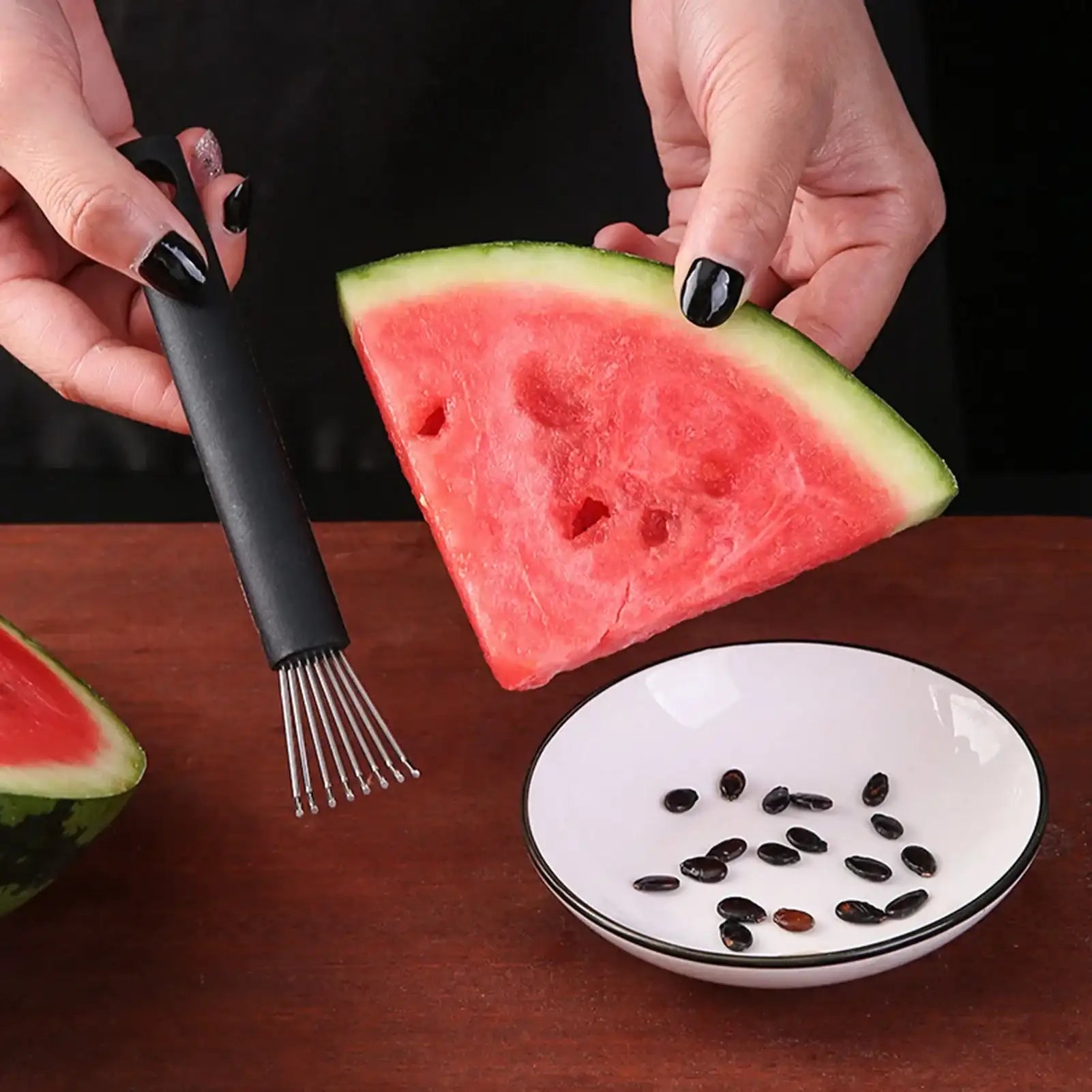 “304 Stainless Steel Watermelon Deseeding Remover Tool – Durable Silicone Handle”