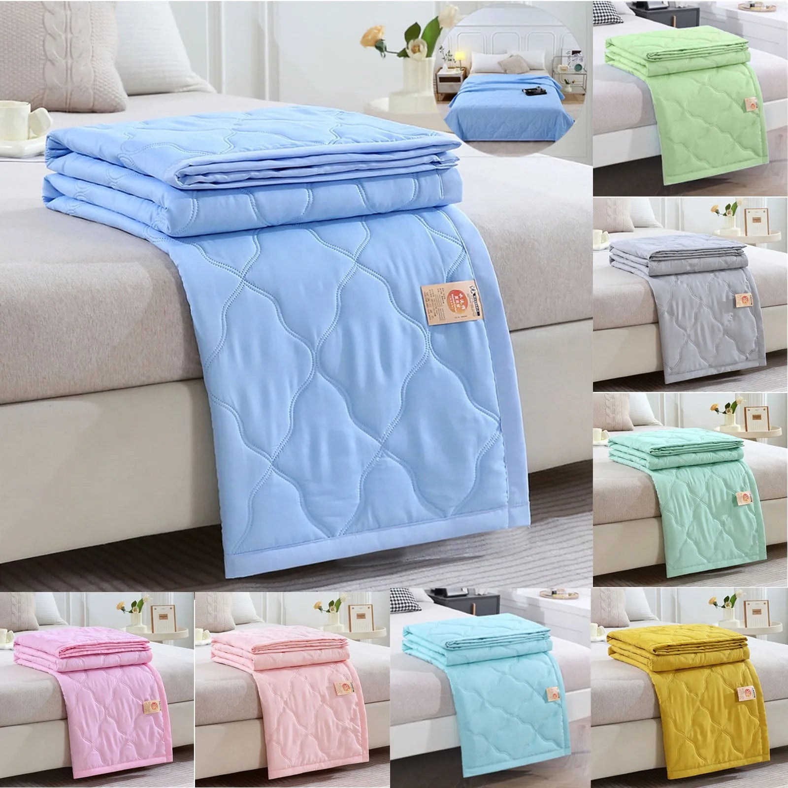 Cooling All-Season Quilt & Bedspread – Washed Cotton Skin-Friendly, Travel-Ready Size
