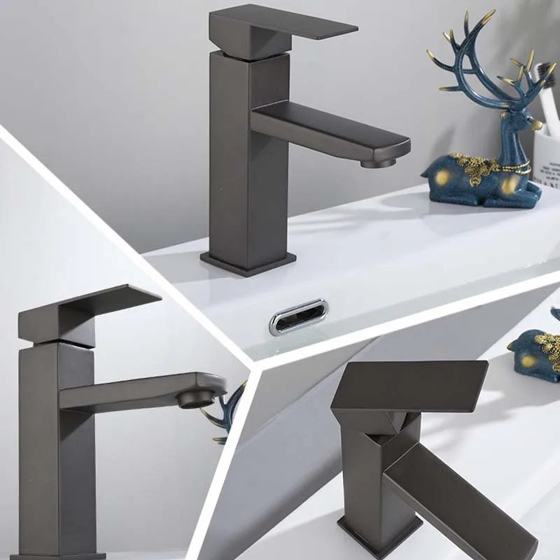 304 Stainless Steel Square Basin Faucet – Cold & Hot Mixer with Modern Deck-Mount Design