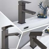 304 Stainless Steel Square Basin Faucet – Cold & Hot Mixer with Modern Deck-Mount Design