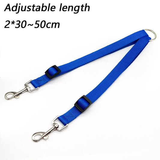 Double Twin Dual Coupler Dog Leash – Adjustable V-Shape Nylon 2-in-1 Lead for Walking Two Dogs