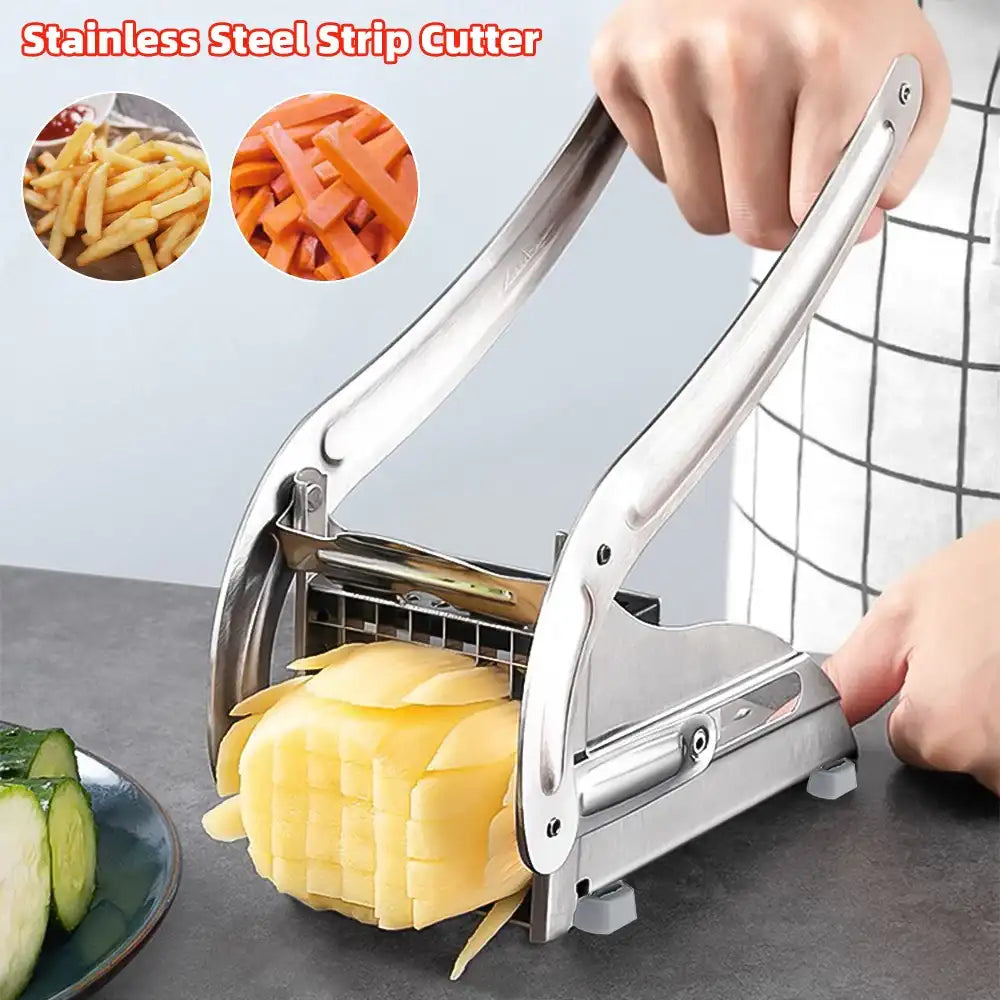 Premium Stainless Steel Manual Potato & Vegetable Cutter – 36/64-Hole Chipper Tool