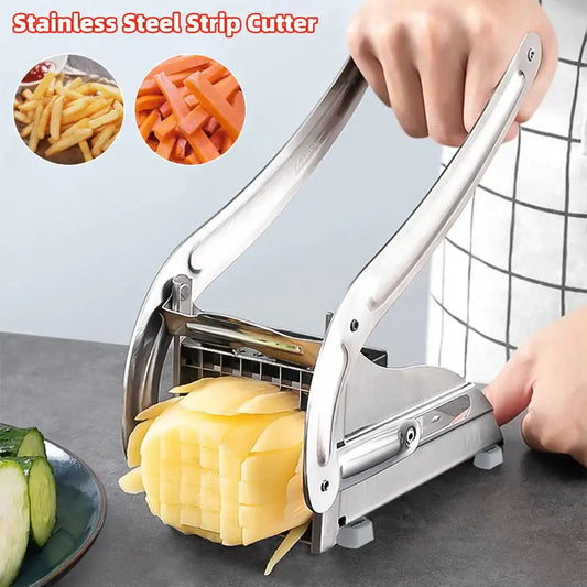 Premium Stainless Steel Manual Potato & Vegetable Cutter – 36/64-Hole Chipper Tool