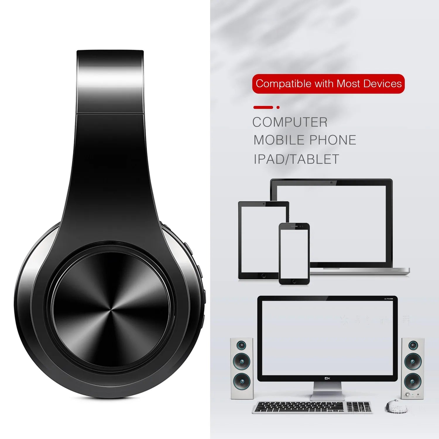 “2025 Upgraded Wireless Bluetooth Headphones – Over-Ear Stereo Headset with Mic for Music, Sports, Smartphone, TV & PC”