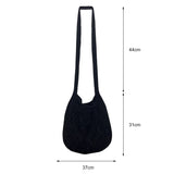 Wool-Knitted Shoulder Shopping Bag for Women – Vintage Cotton Cloth Tote, Large Crochet-Style Shopper Handbag