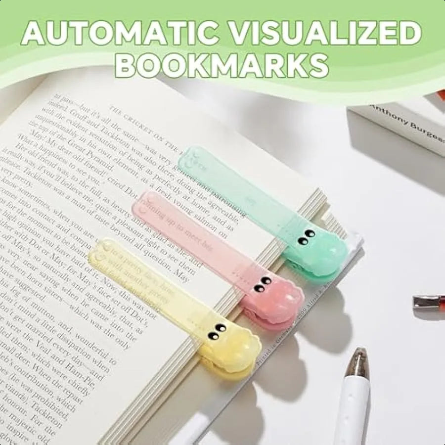 3-Piece Silicone Automatic Bookmark Set – Cute Alligator Clip Designs, Stay-in-Place Markers for Reading & Study