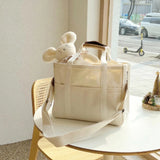 Women’s large-capacity canvas tote bag – multi-pocket casual shopping & travel handbag with adjustable shoulder strap