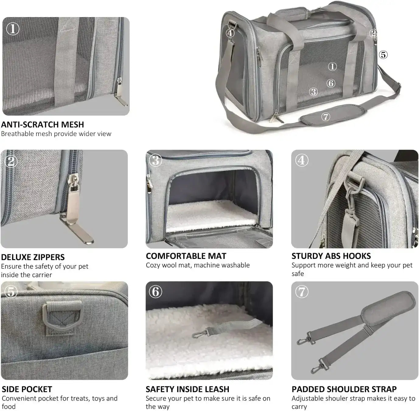 Soft-Sided Foldable Travel Pet Carrier for Cats & Puppies up to 15 lbs – Airline Approved