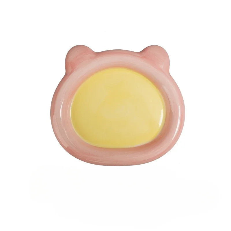 Cute Cartoon Ceramic Cat & Dog Bowl – Durable Food & Water Dish for Pets