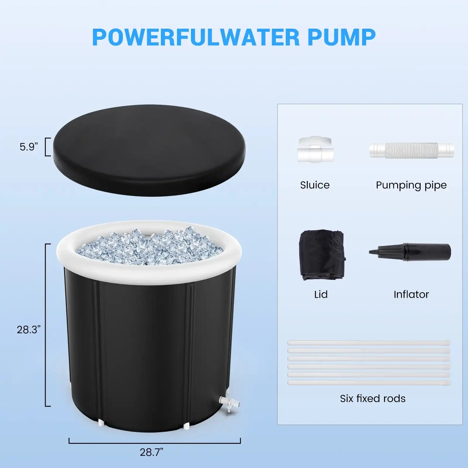 “105 Gallon Large Ice Bathtub for Athletes – Multi-Layered Inflatable Cold Plunge Tub with Portable Design”