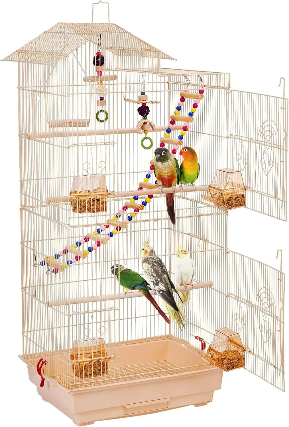 Roof-Top Medium Parakeet Cage – Bird Cage for Cockatiels, Conures, Finches, Budgies, Canaries & Lovebirds