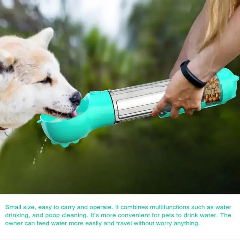 4-in-1 Dog Water Bottle – Portable Travel Water & Food Dispenser for Dogs
