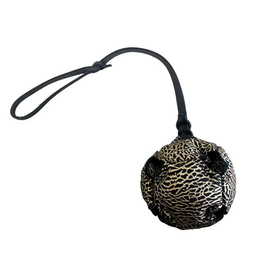Leather Dog Training Ball – Tug, Bite & Fetch Toy with Handle for Puppies & Dogs