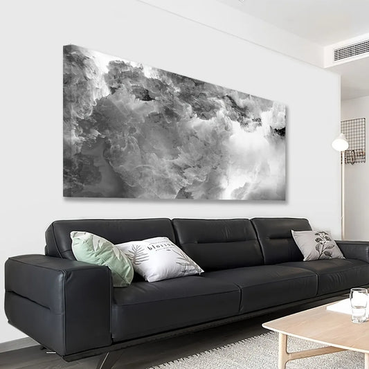 Black & White Abstract Wall Art – 1.5" Solid Pine Frame for Modern Minimalist Home & Office Décor
