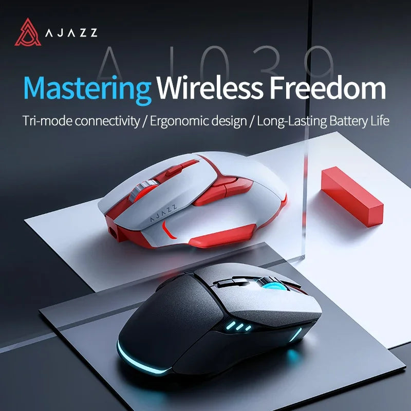 AJAZZ AJ039 RGB Gaming Mouse – Tri-Mode 2.4G/Wired/Bluetooth Ergonomic Mouse with 7,200 DPI & RGB Lighting