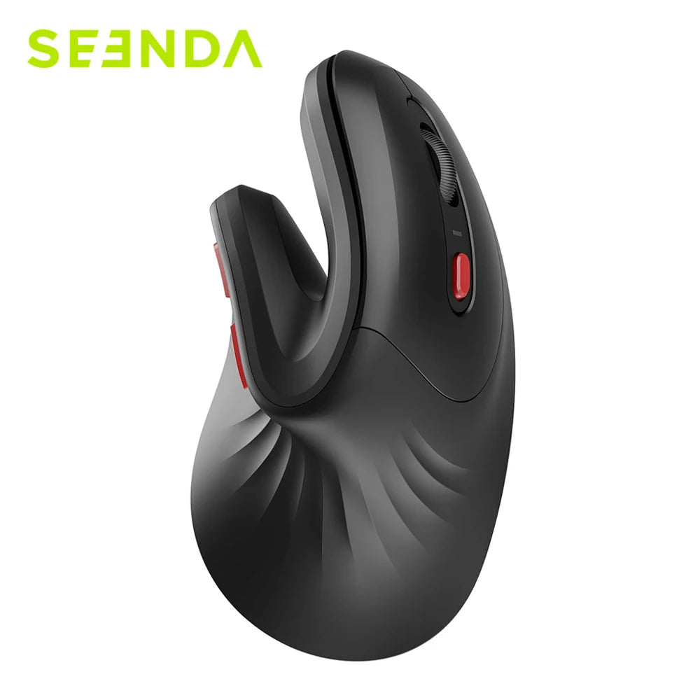 Seenda Ergonomic Vertical Mouse with Jiggler – Dual-Mode Wireless Mouse for PC, Laptop & Mac, 2.4G + Bluetooth, Wrist-Strain Relief