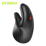 Seenda Ergonomic Vertical Mouse with Jiggler – Dual-Mode Wireless Mouse for PC, Laptop & Mac, 2.4G + Bluetooth, Wrist-Strain Relief